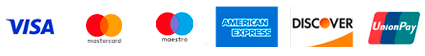 Visa, Mastercard, Maestro, American Express, Discover, Diners